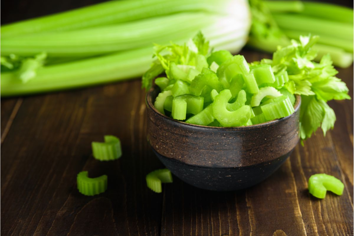 diced celery in bowl