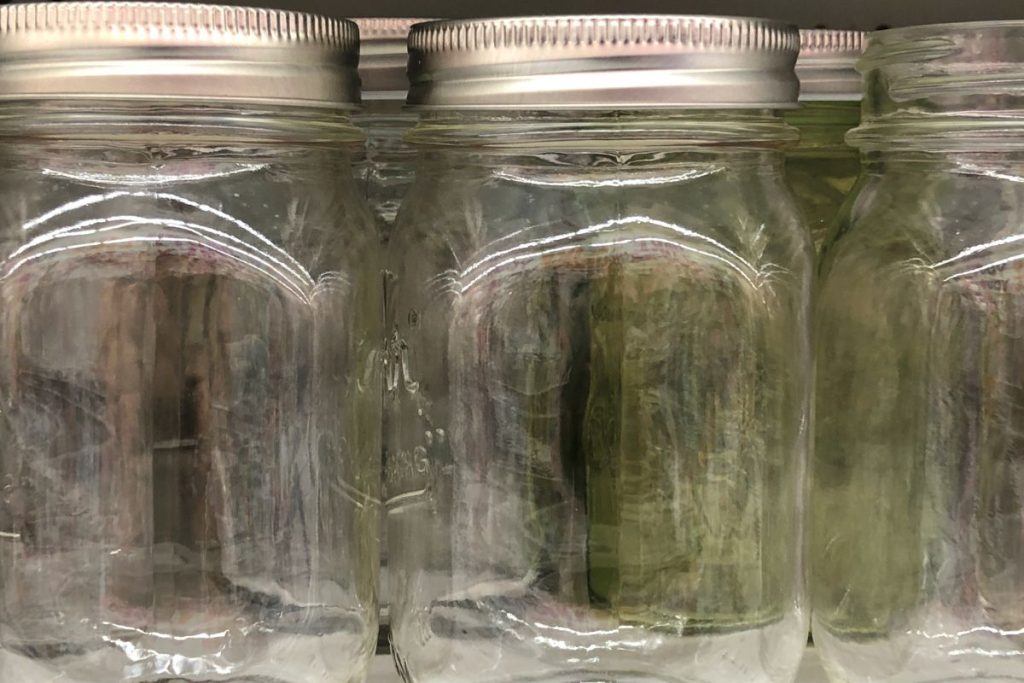 mason jars on shelf