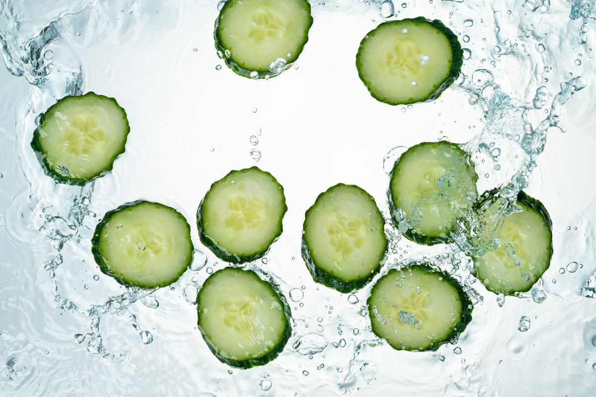 cucumber slices in water