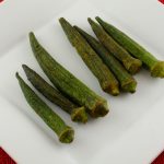 okra chips on white plate