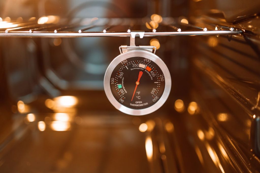 Oven thermometer inside oven