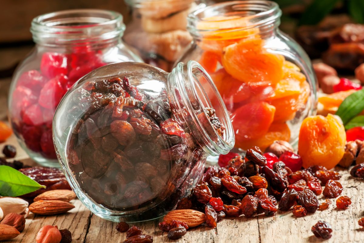 dried fruits in candy jars