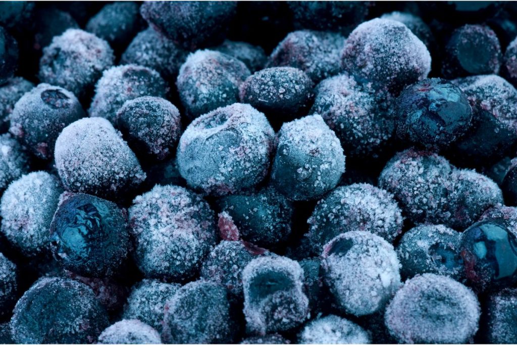Frozen blueberries with cracked skins