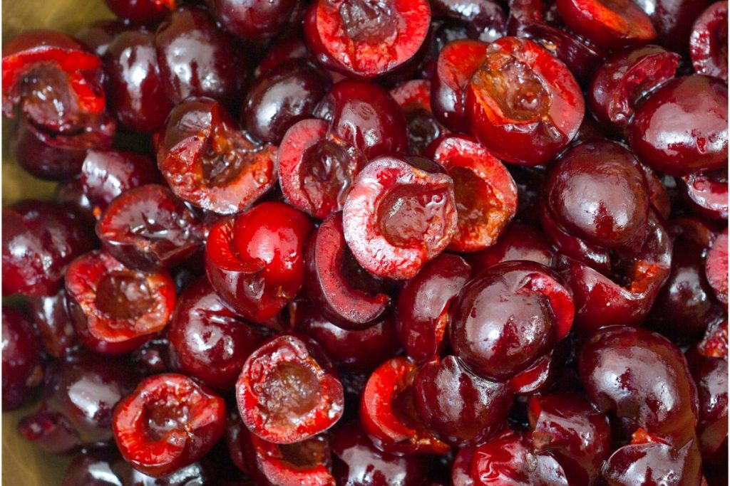 Bowl of pitted cherries