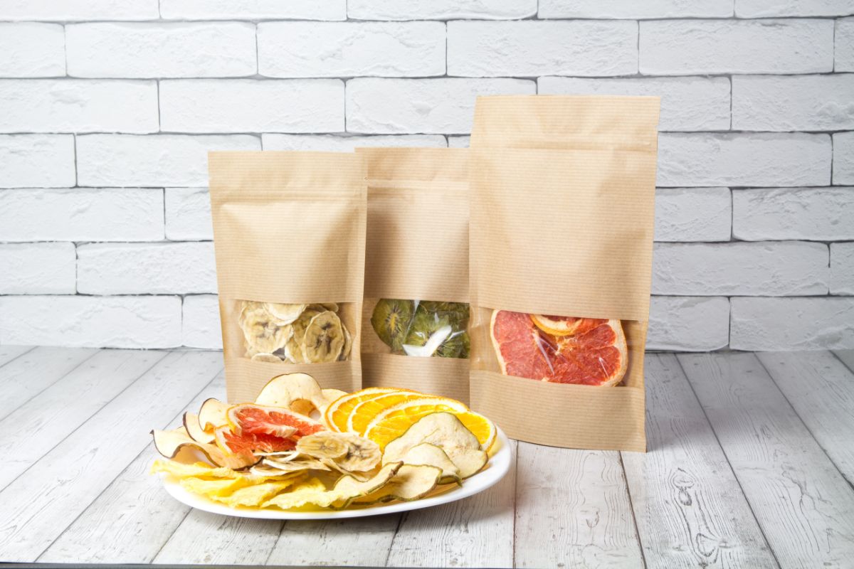 paper bags with plastic window and dried fruit