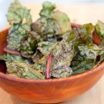 Swiss chard chips in a bowl