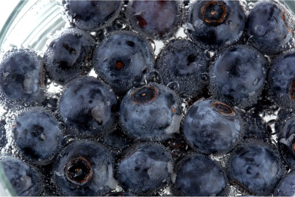 Blueberries in hot water
