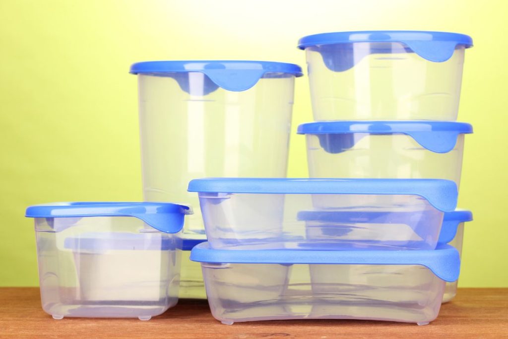 Empty plastic food containers with lids