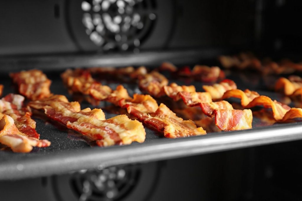 Bacon strips inside oven
